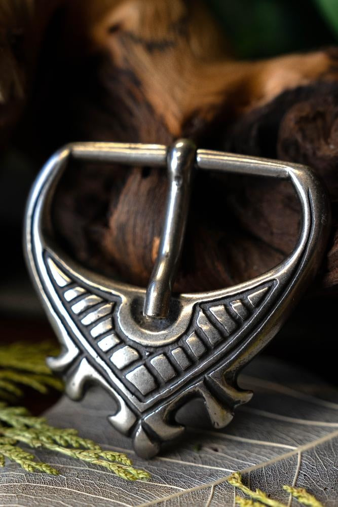 Middelalderlig spænde 4,5 cm, forsølvet