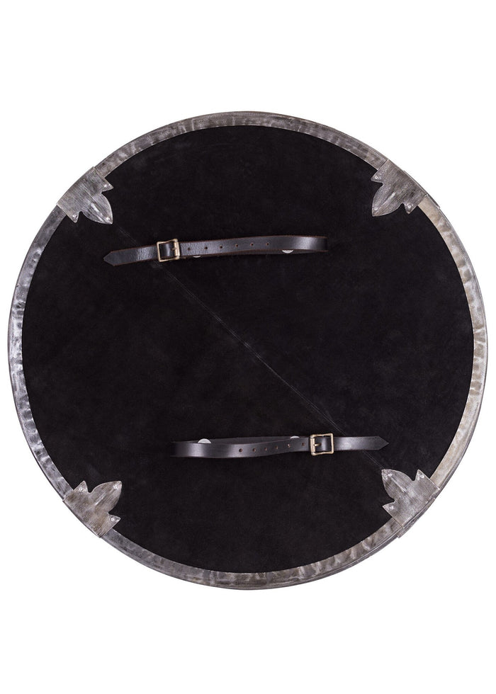 Escudo redondo de madera con cruz