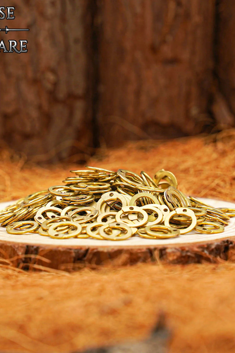 70 g mosiężnych ogniw kolczugi, płaskie ogniwa, okrągłe nity, 8 mm