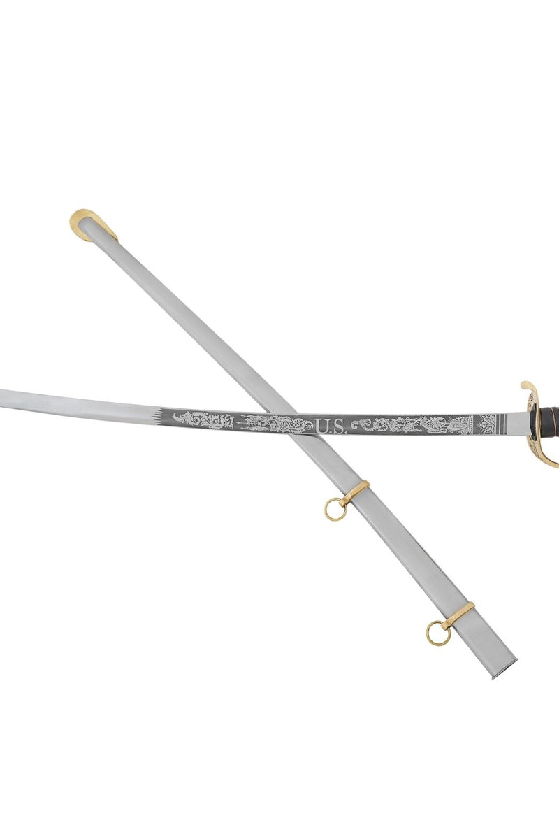 Sabre de cavalerie Guerre civile américaine avec gravures, semi-tranchant
