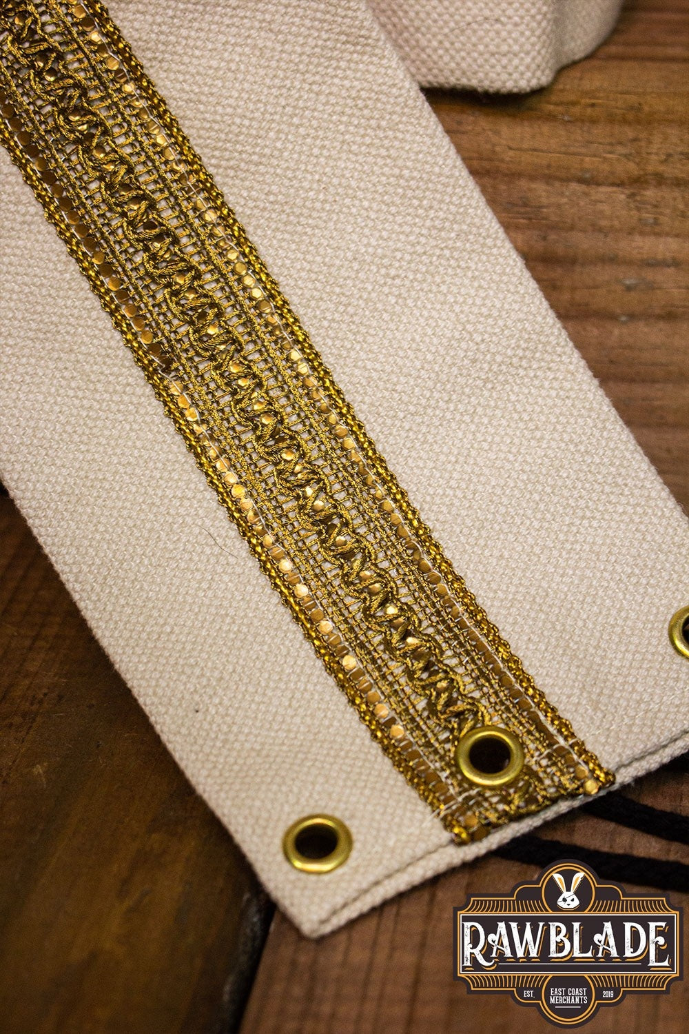 Jeanne stofbælte – hvid/guld