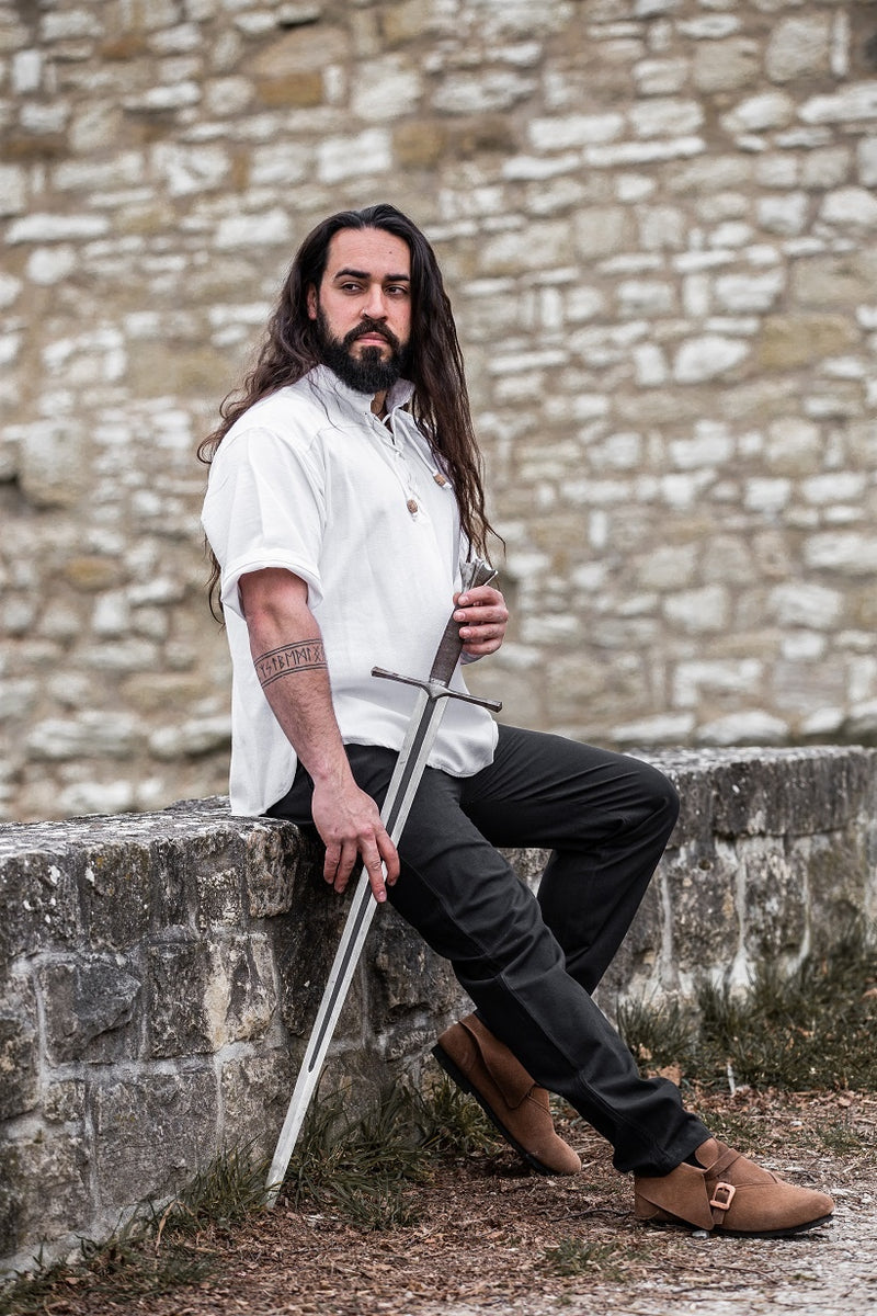 Chemise médiévale à manches courtes, blanc