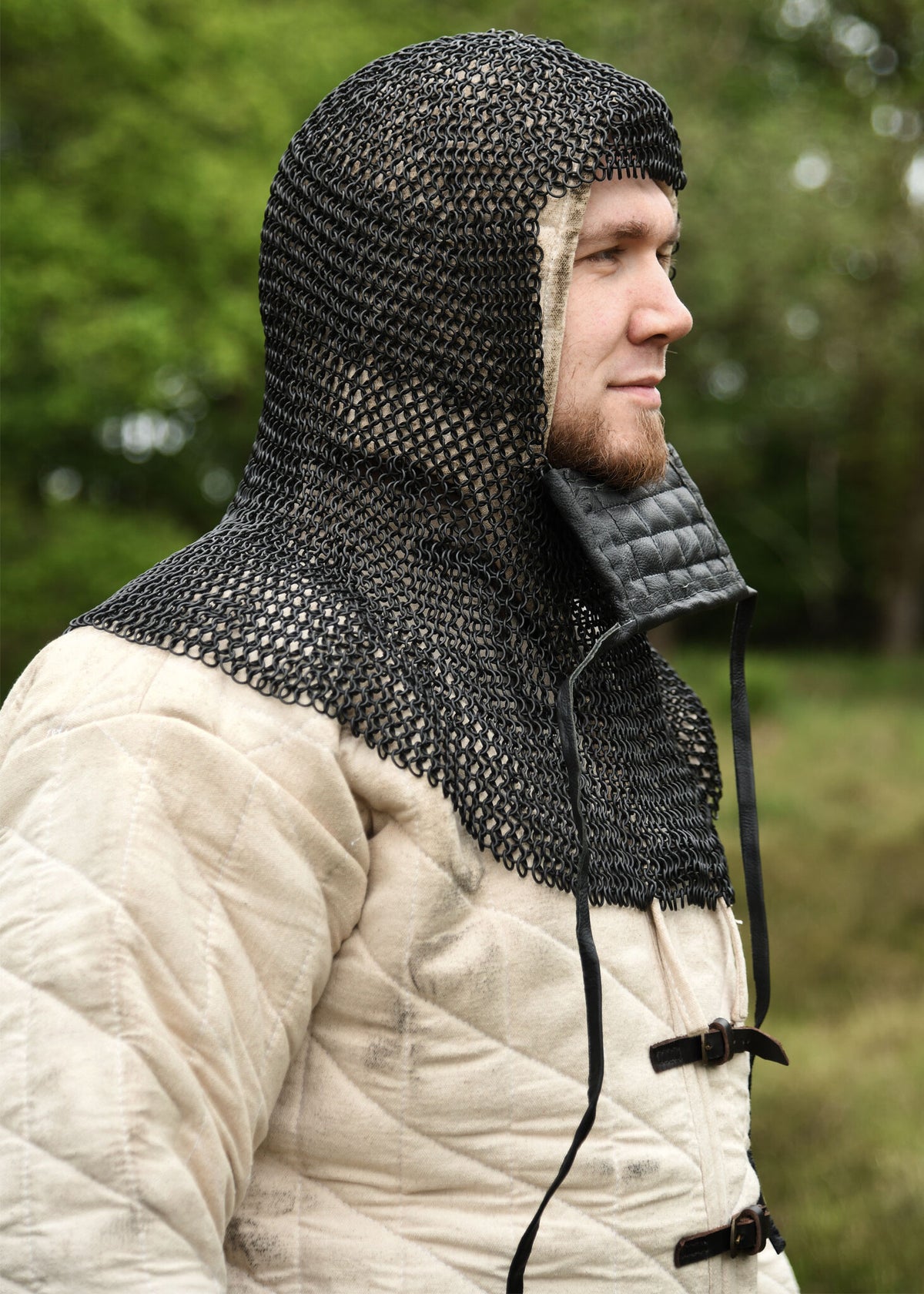 Ringbrynjehuva med fyrkantig ventail, bronserad, 8 mm