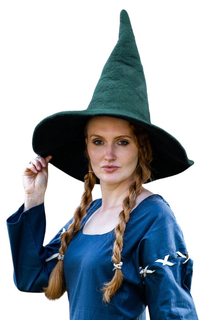 Witches hat, green, wool felt