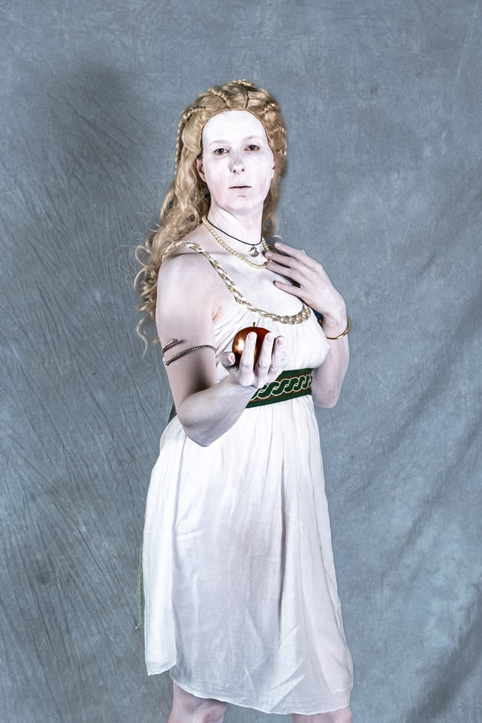 Vestido de diosa Artemisa, corto, blanco
