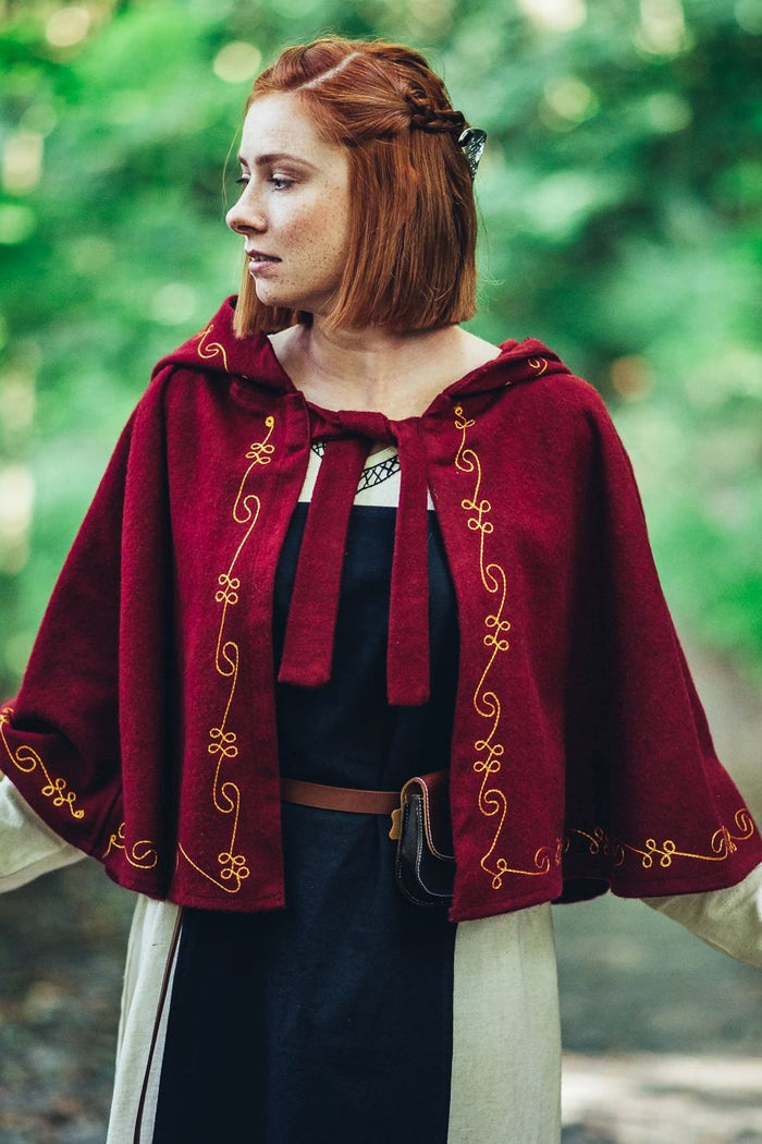 Kaptur Runa, czerwony, mieszanka wełny