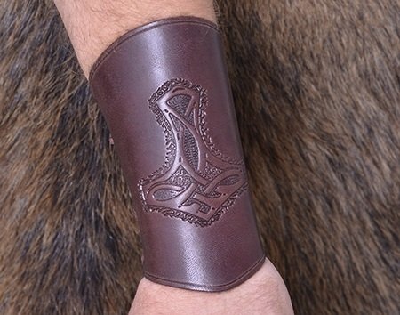 Viking bracers, forearm guards, long, brown
