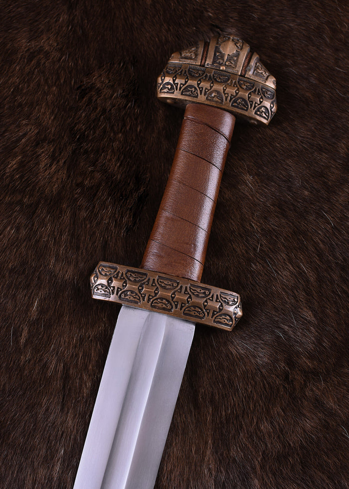 Vikingzwaard eiland Eigg, leren grip, getemperd, semi-scherp