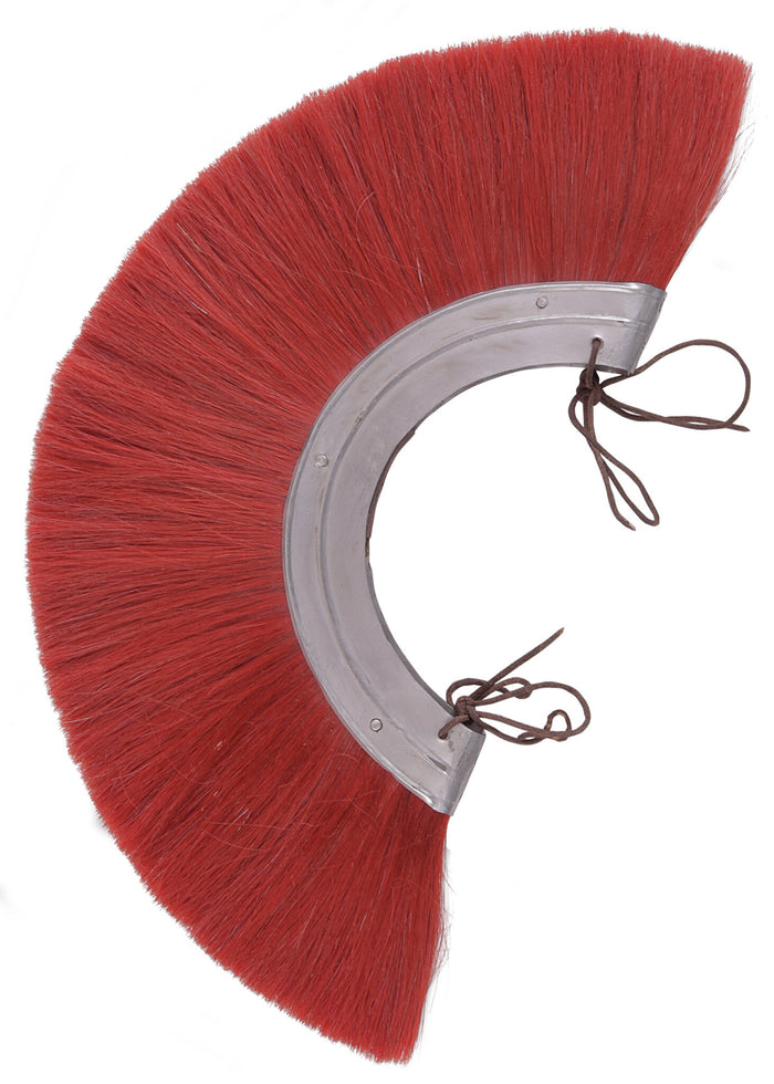 Rzymski grzebień do hełmu, czerwony, metalowa podstawa