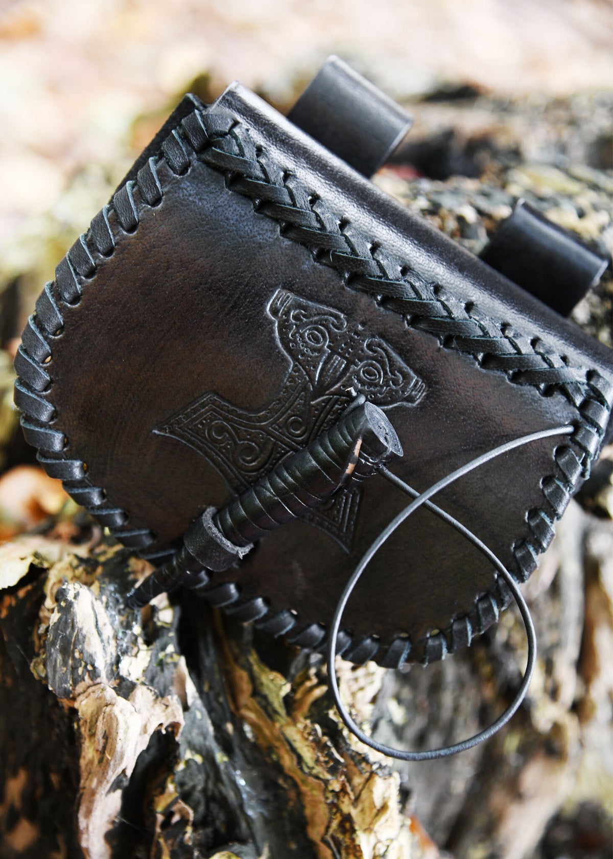 Lædertaske med Thorshammer, sort