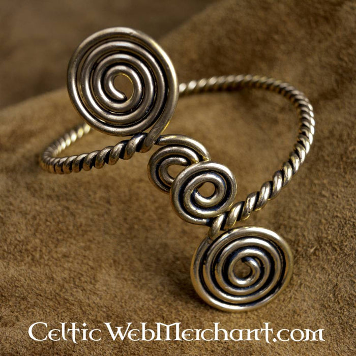 Keltische bovenarmband met spiralen, brons