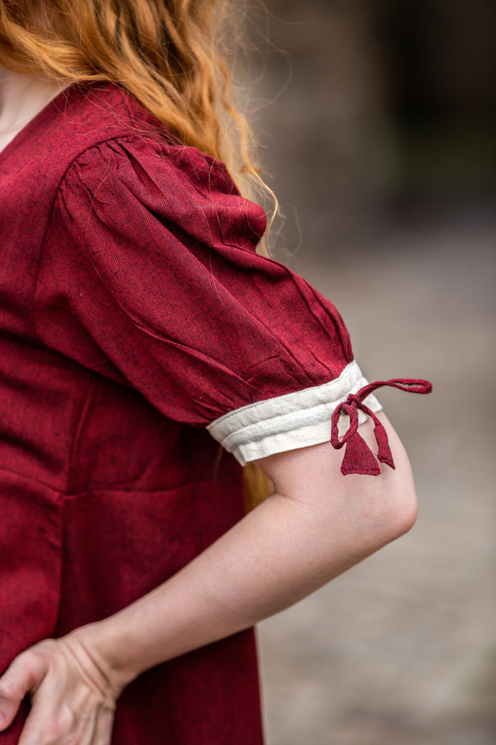 Robe d'été Renaissance Denise, rouge-naturel