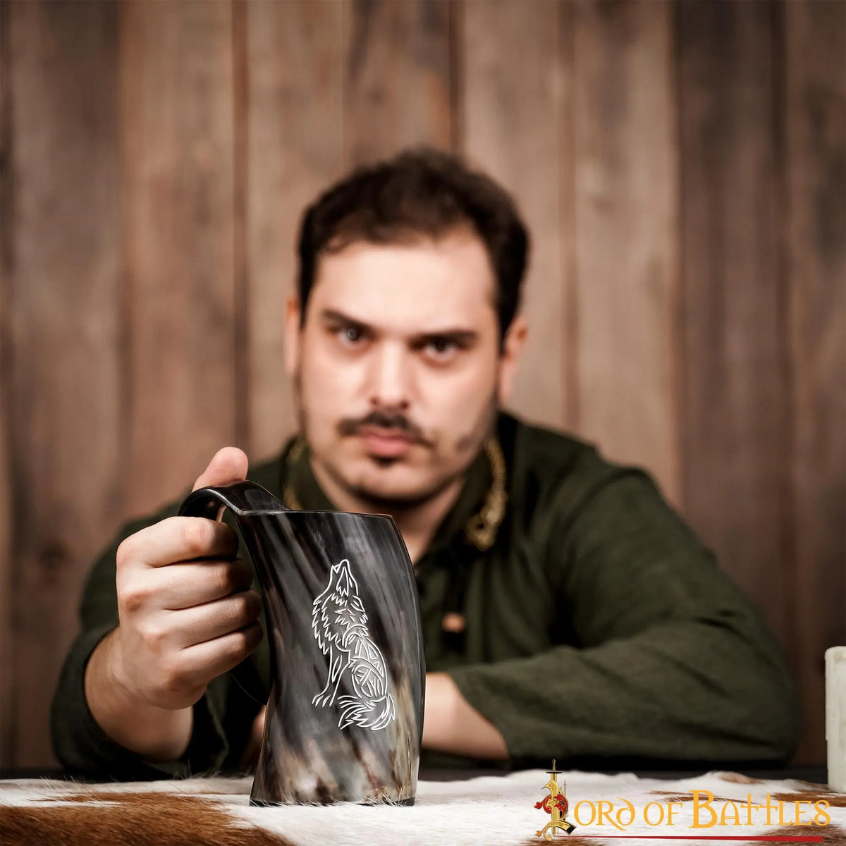 Viking horn mug Fenrir, 500-650 ml