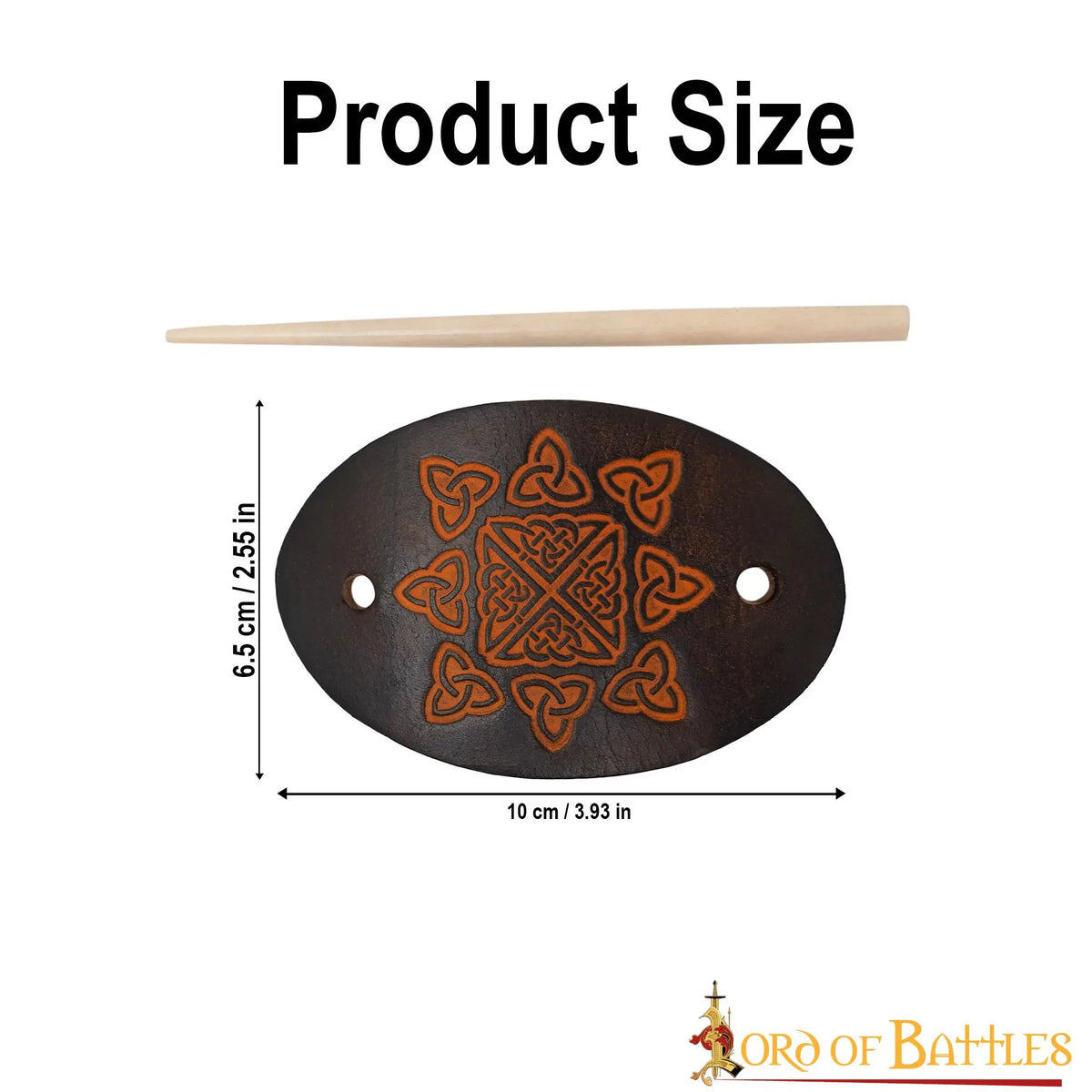 Haarspeld met Keltische knopen, leer