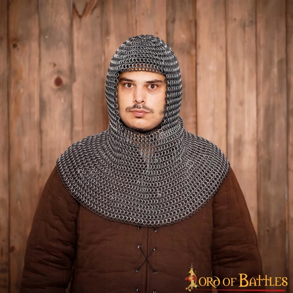 Ringbrynje coif, aluminium og gummi, 10 mm