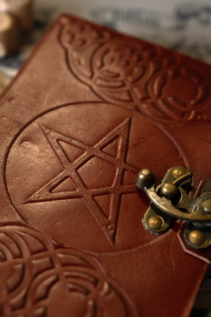 Leather book Pentagram with lock