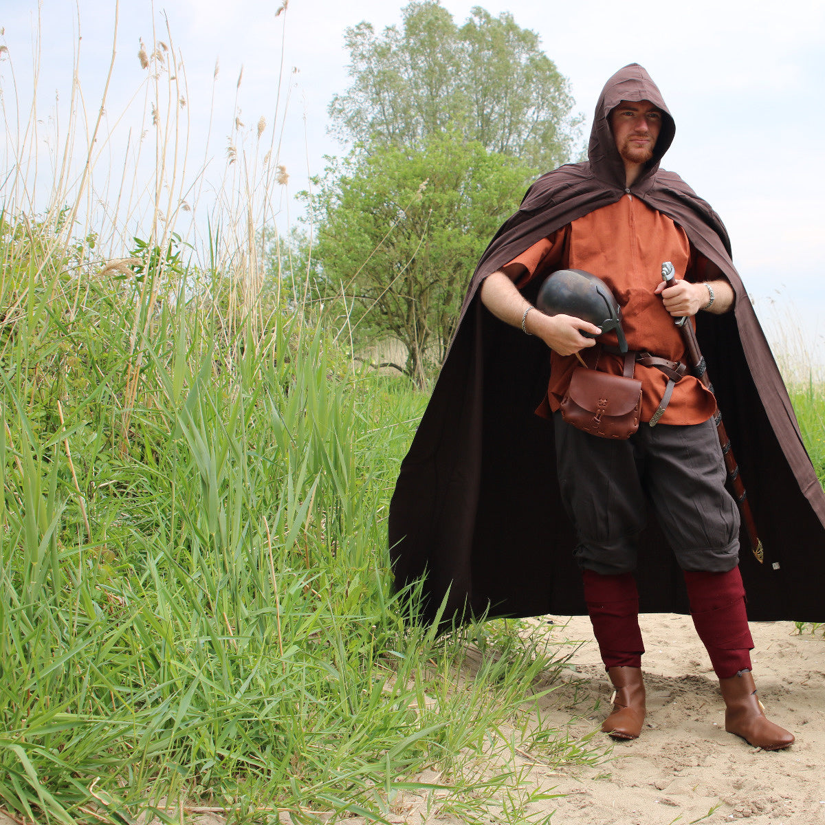 Bomullsmantel, mörkbrun