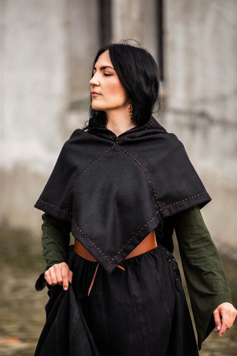 Capuchon Skjoldehamm Halfdan, noir, mélange de laine