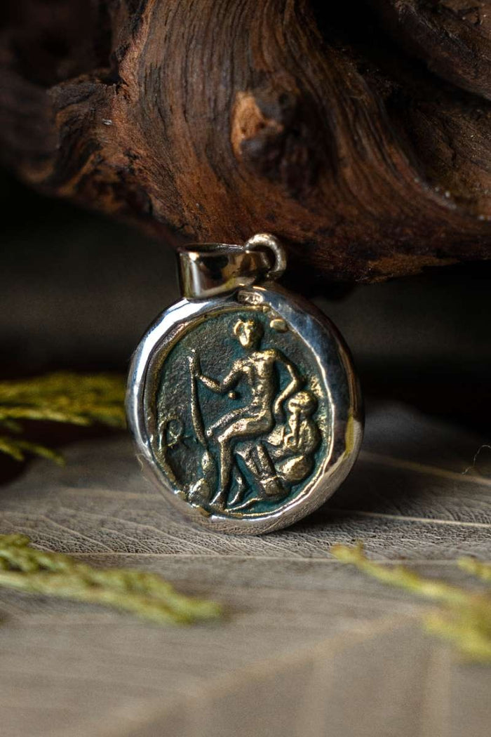 Pendentif monétaire Zeus, argent sterling