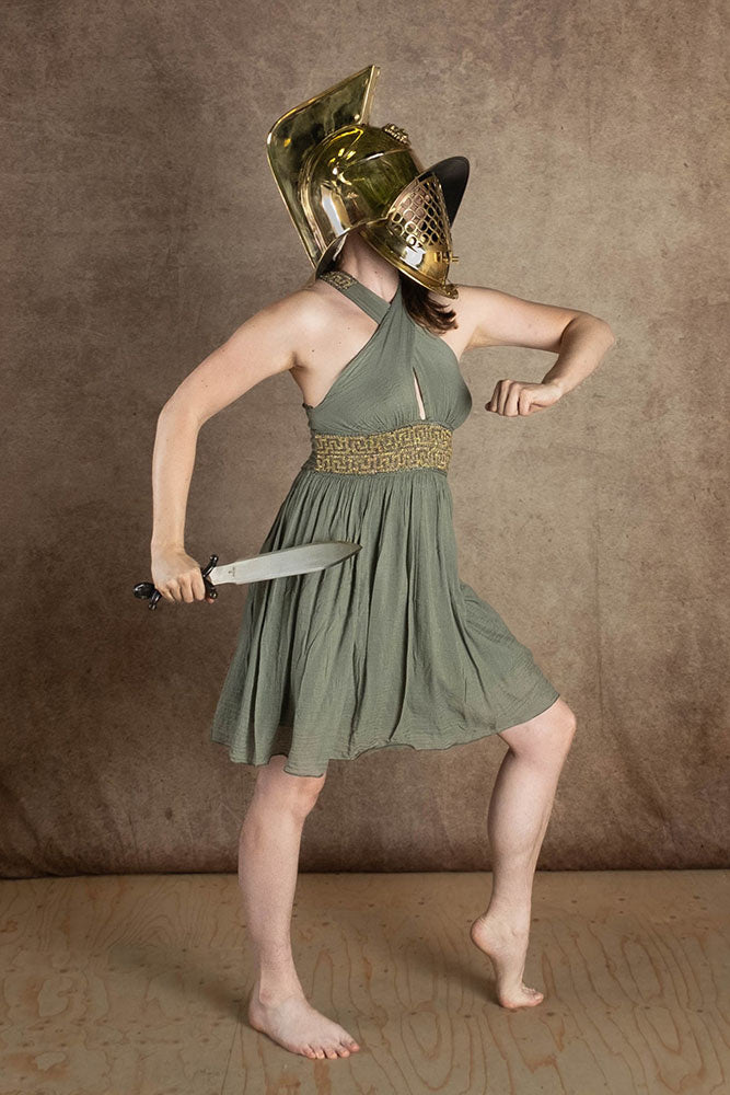 Goddess Dress Persephone, short, nature green