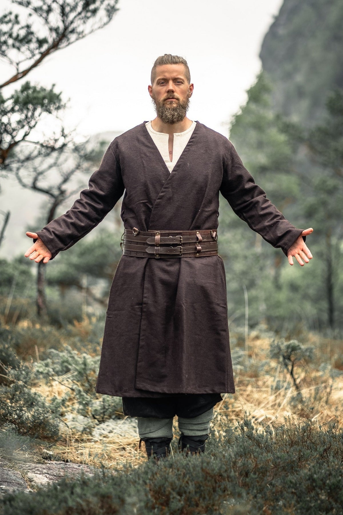 Caftano Gustav, marrone, misto lana