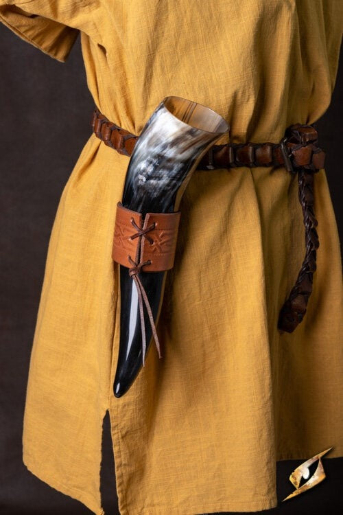 Leder Trinkhornhalter Edda, braun