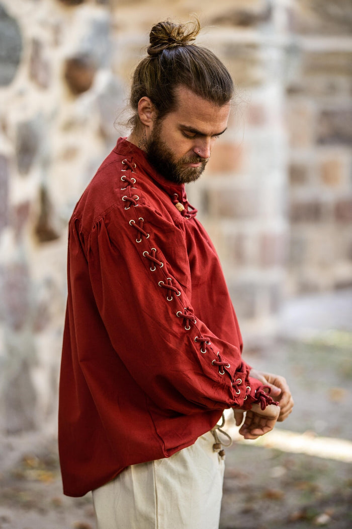 Piratenhemd mit Schnürung, rot