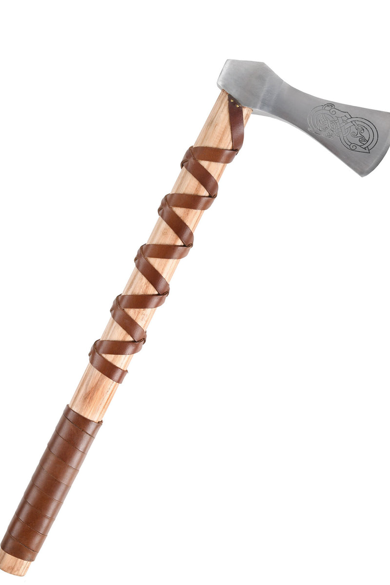 Hacha vikinga, tipo A, grabada, semi-afilada