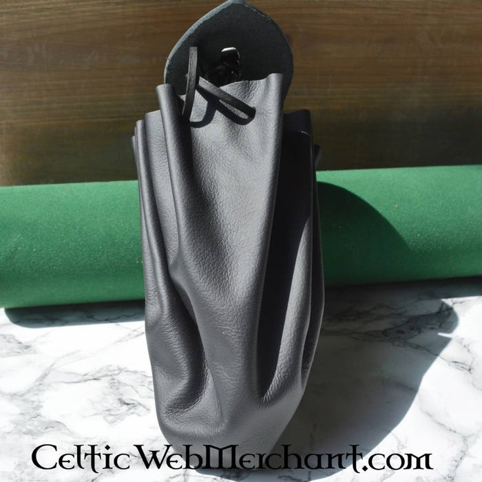 Średniowieczna sakiewka na pieniądze, duża, czarna