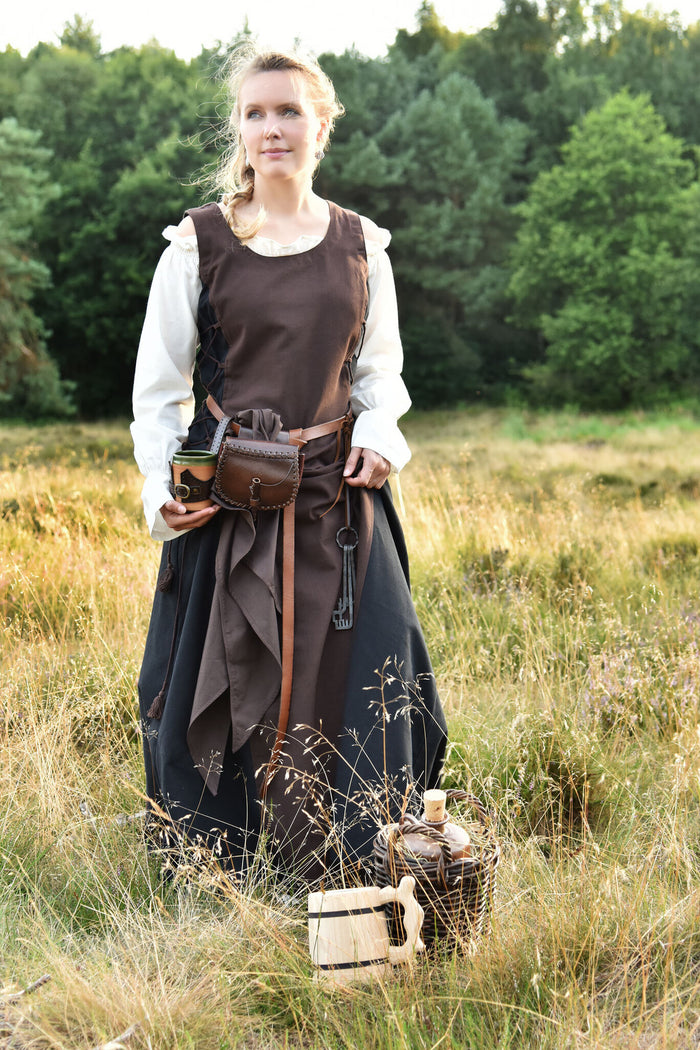 Sac médiéval en cuir, marron