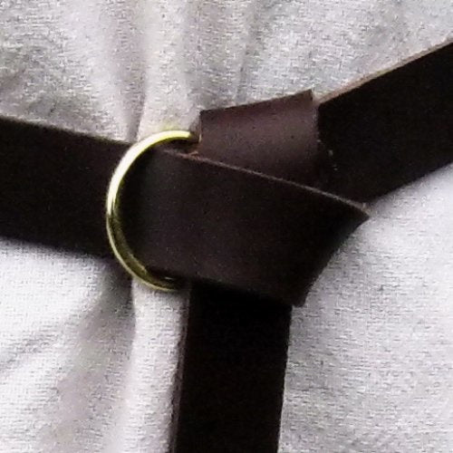 Cintura in pelle con chiusura ad anello, 4 cm, cuoio spaccato nero, 165 cm