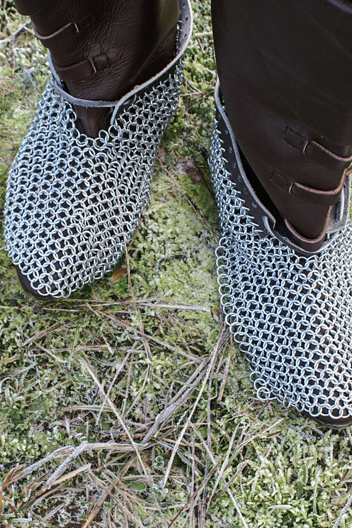 Chain mail sabatons, zinc-plated, 8 mm