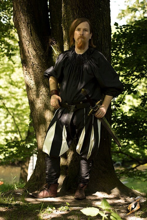 Spodnie landsknechckie, czarno-białe