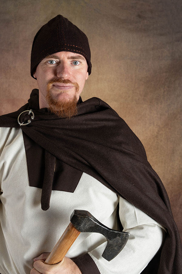 Czapka wikińska Njal, mieszanka wełny, brązowa