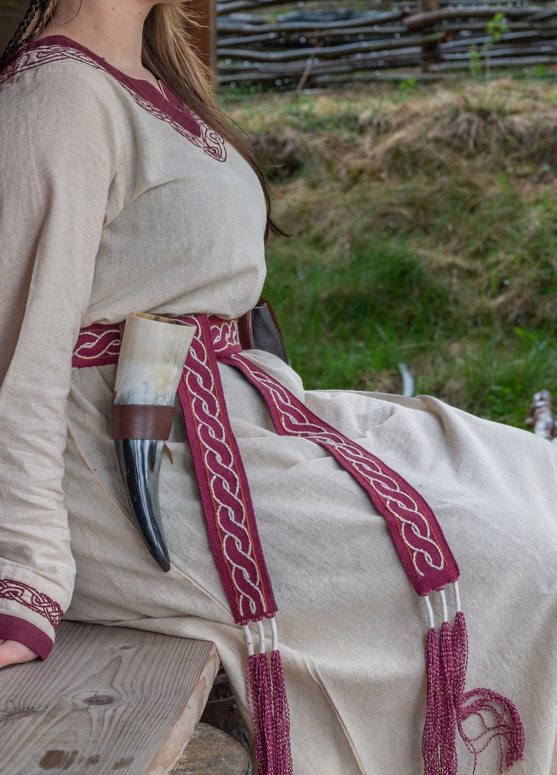 Cinturón vikingo Elina, rojo, 235 cm