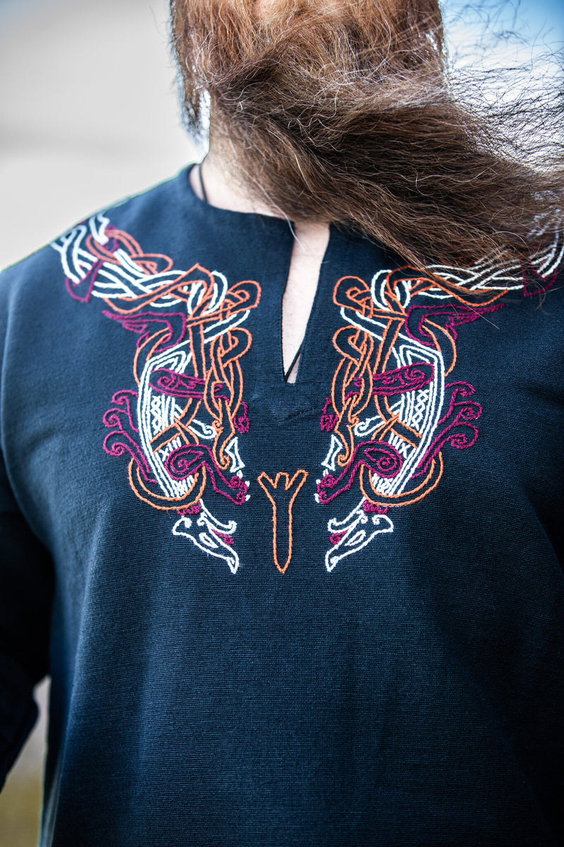 Wikińska tunika Snorri, czarno-czerwona