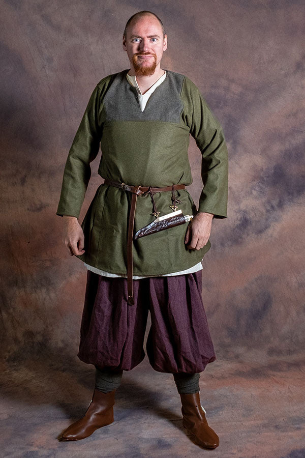 Túnica Viking Rusvik Szimon, azeitona, mistura de lã