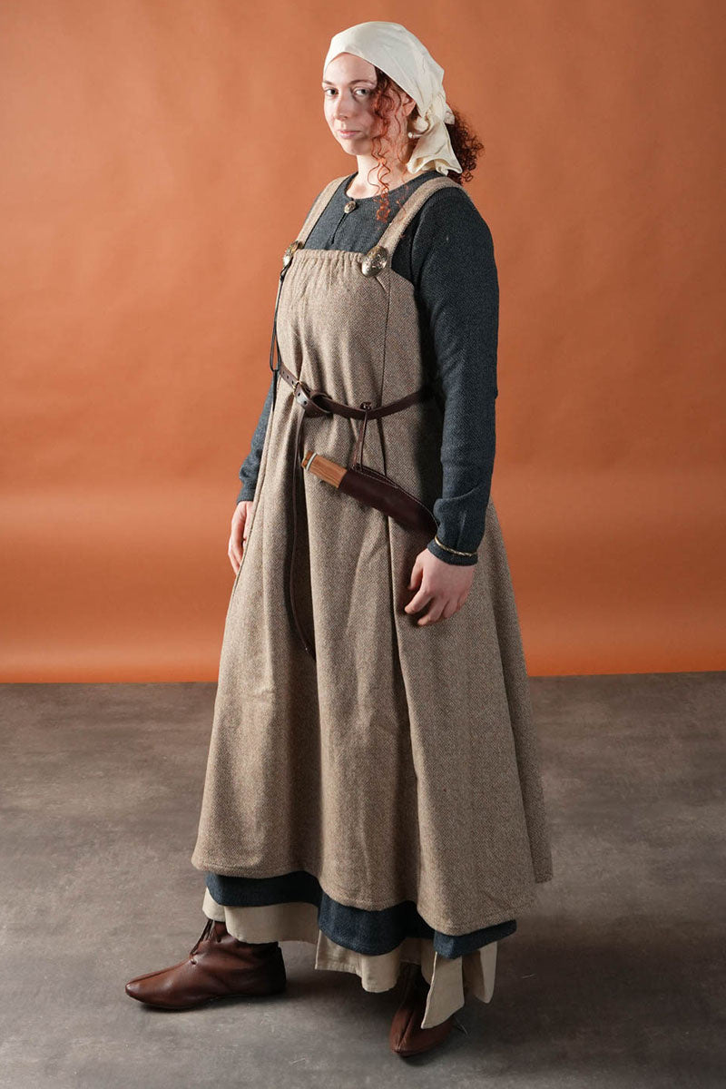 Viking jurk Sigrun, diamant twill, wolmix, blauw-zwart