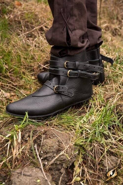 Botas medievales de tobillo Godfrey, negras
