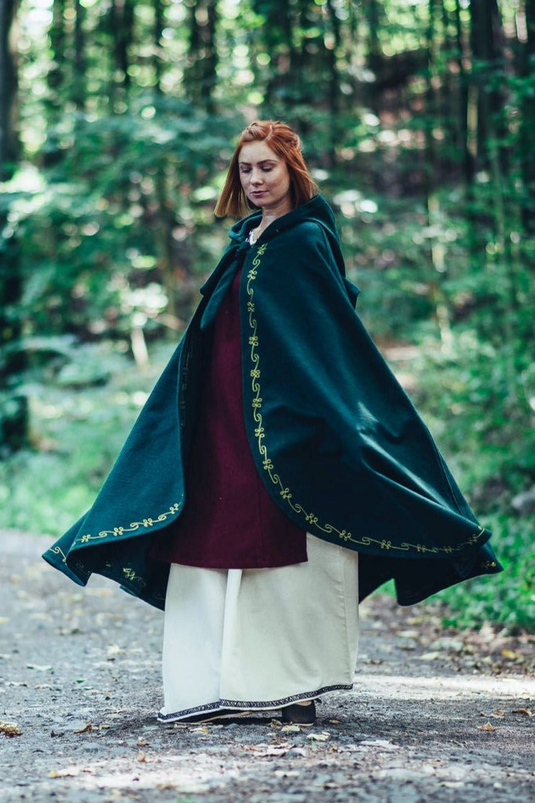 Manteau Ceridwen, vert, mélange de laine