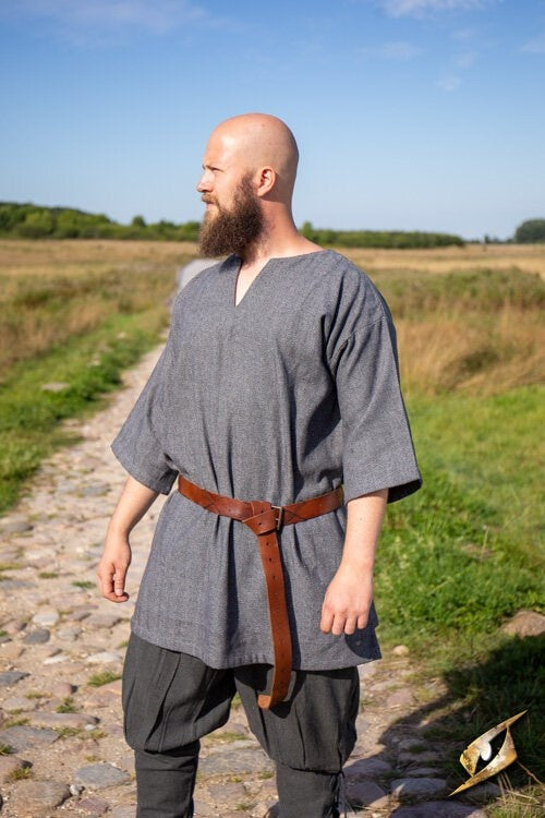Tunique viking Arvis, motif en arête de poisson, Storm gris