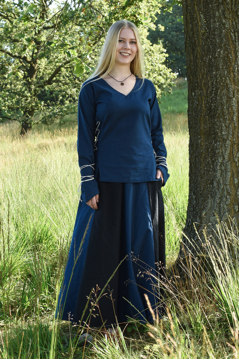 Mittelalterliche Bluse Aubrey, blau