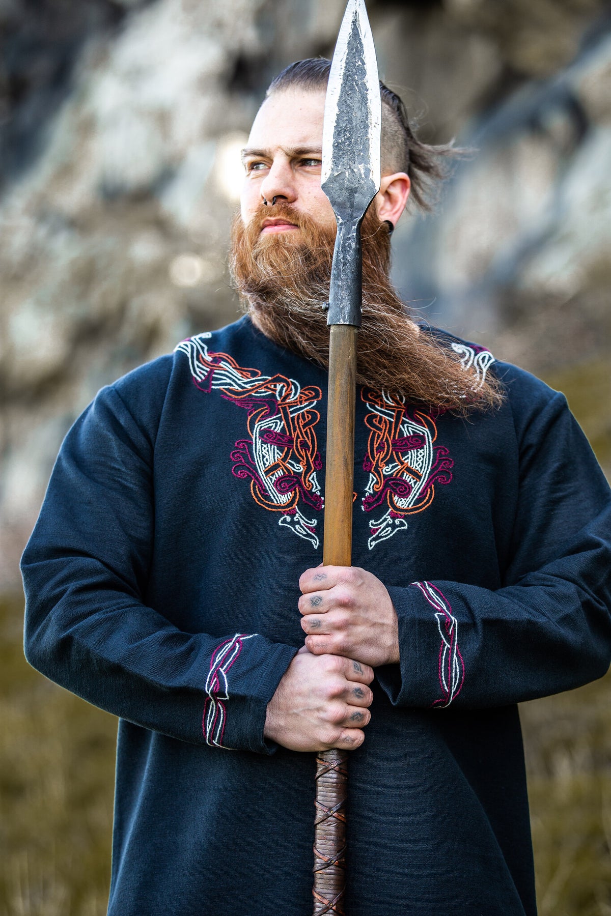 Viking tuniek Snorri, zwart-rood