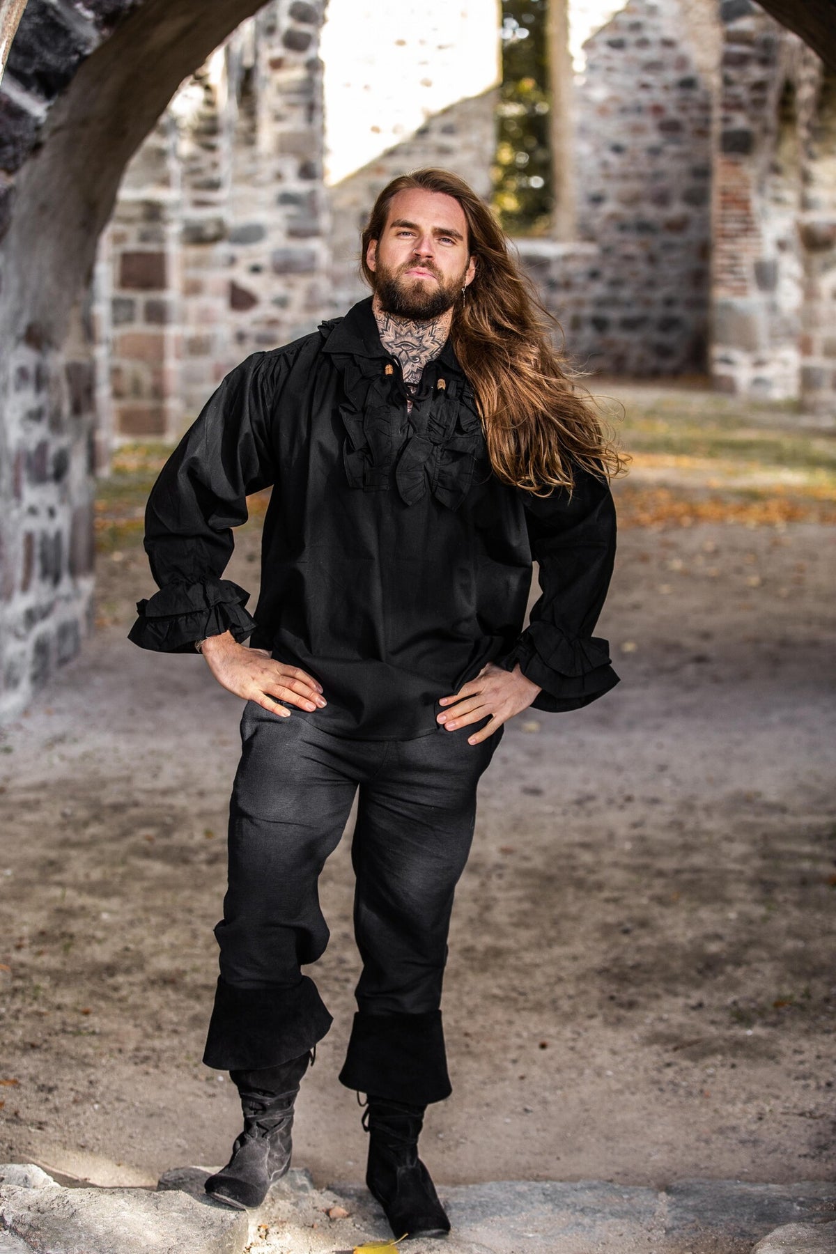Piratskjorte, svart