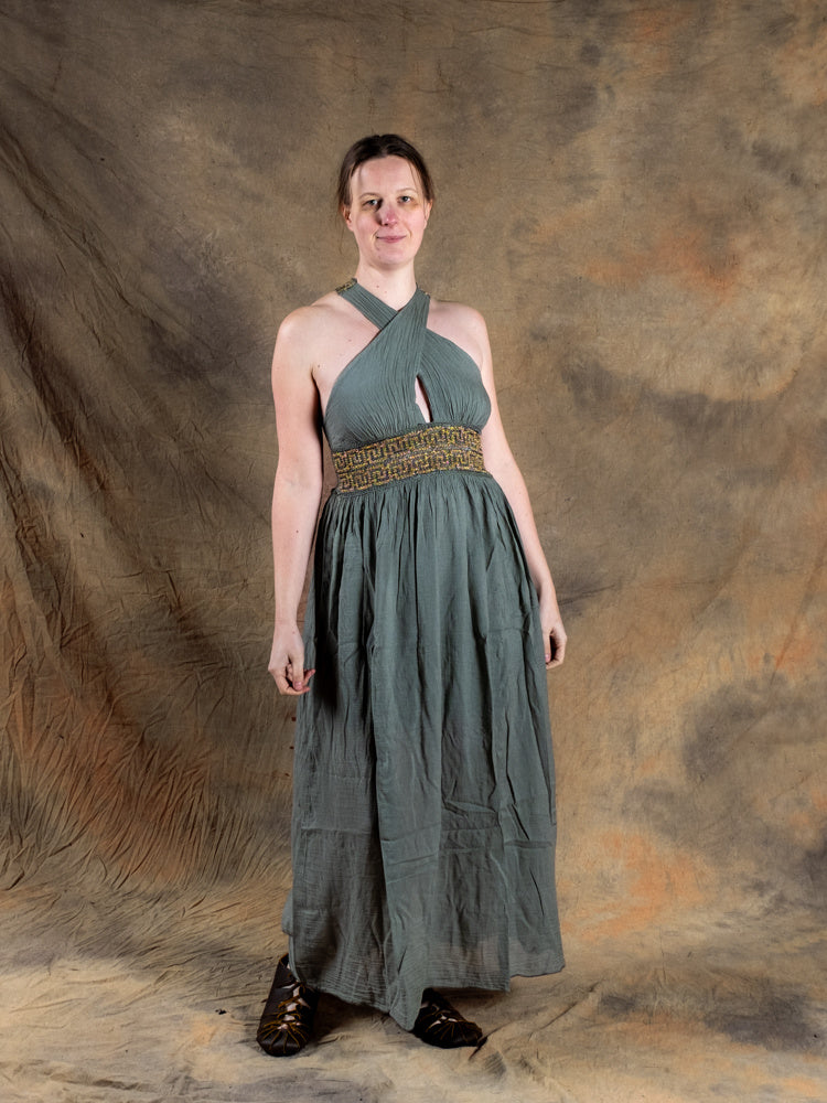 Göttinnenkleid Persephone, naturgrün