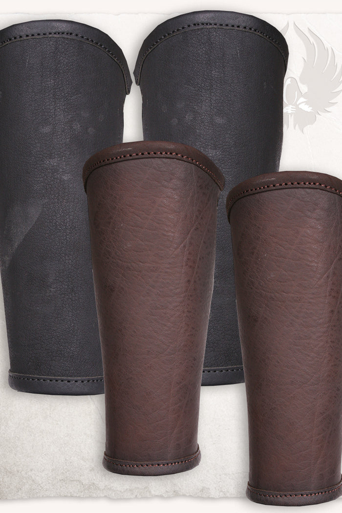 Borg leren bracers, onderarmbeschermers, bruin