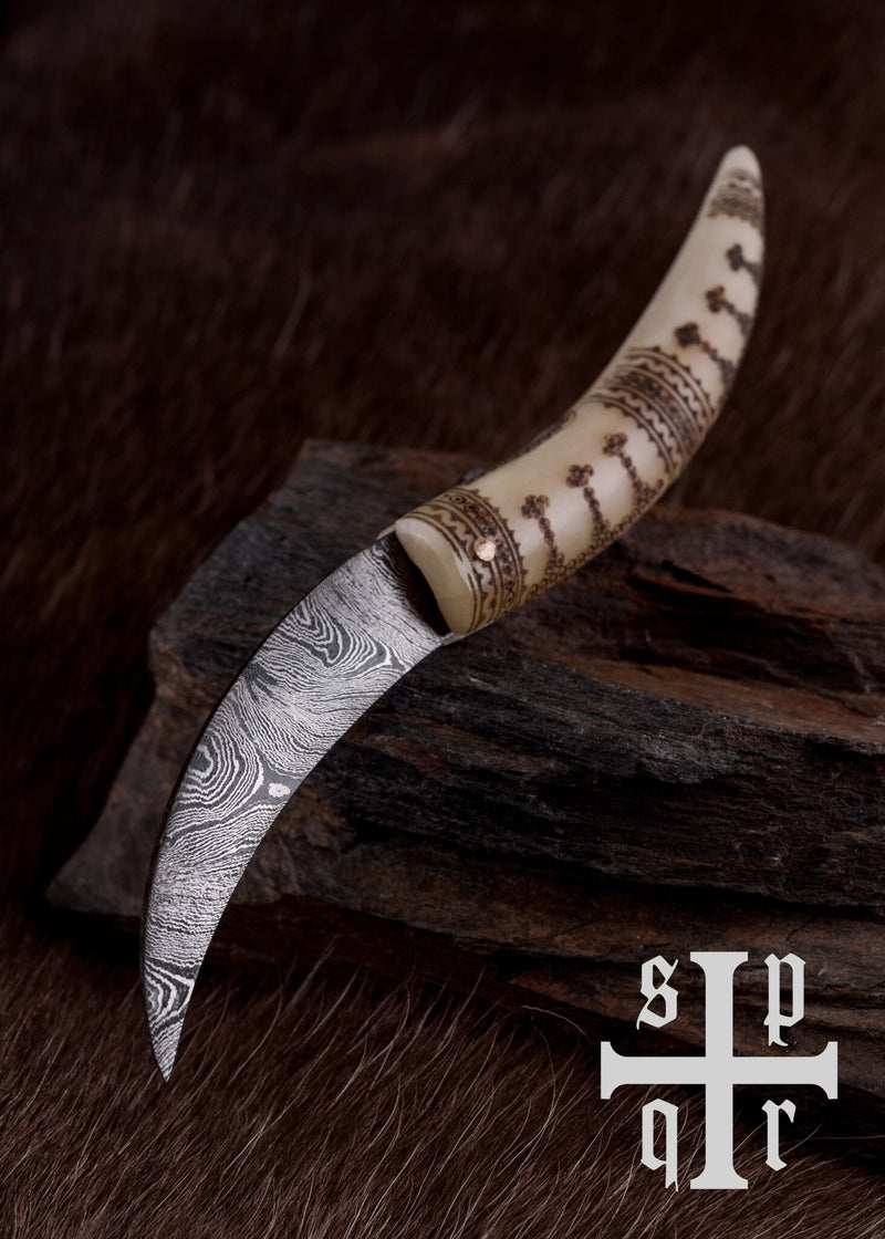 Viking vouwmes damascus, semi-scherp