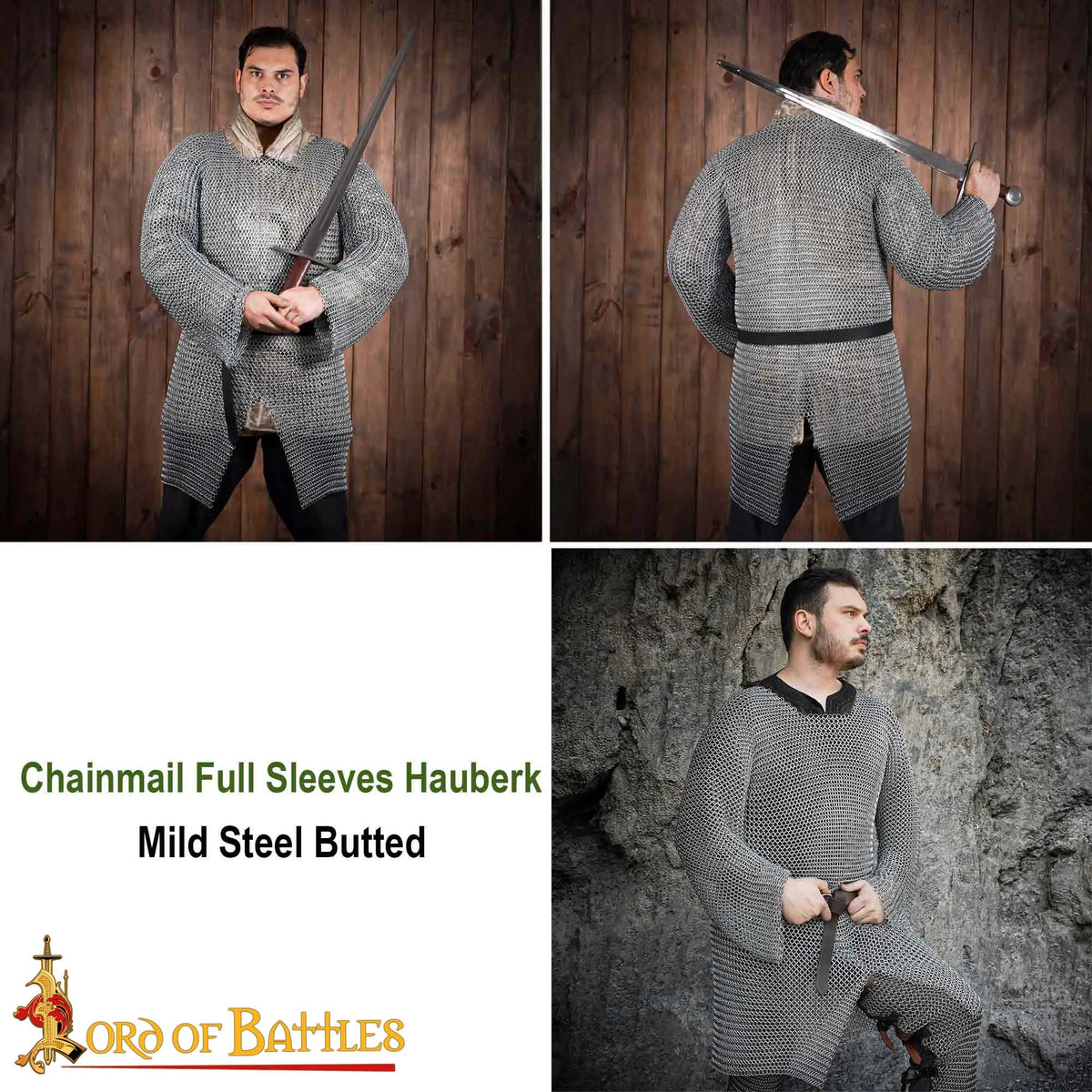 Hauberk z rozcięciem, czarny, niezakuwany 10 mm