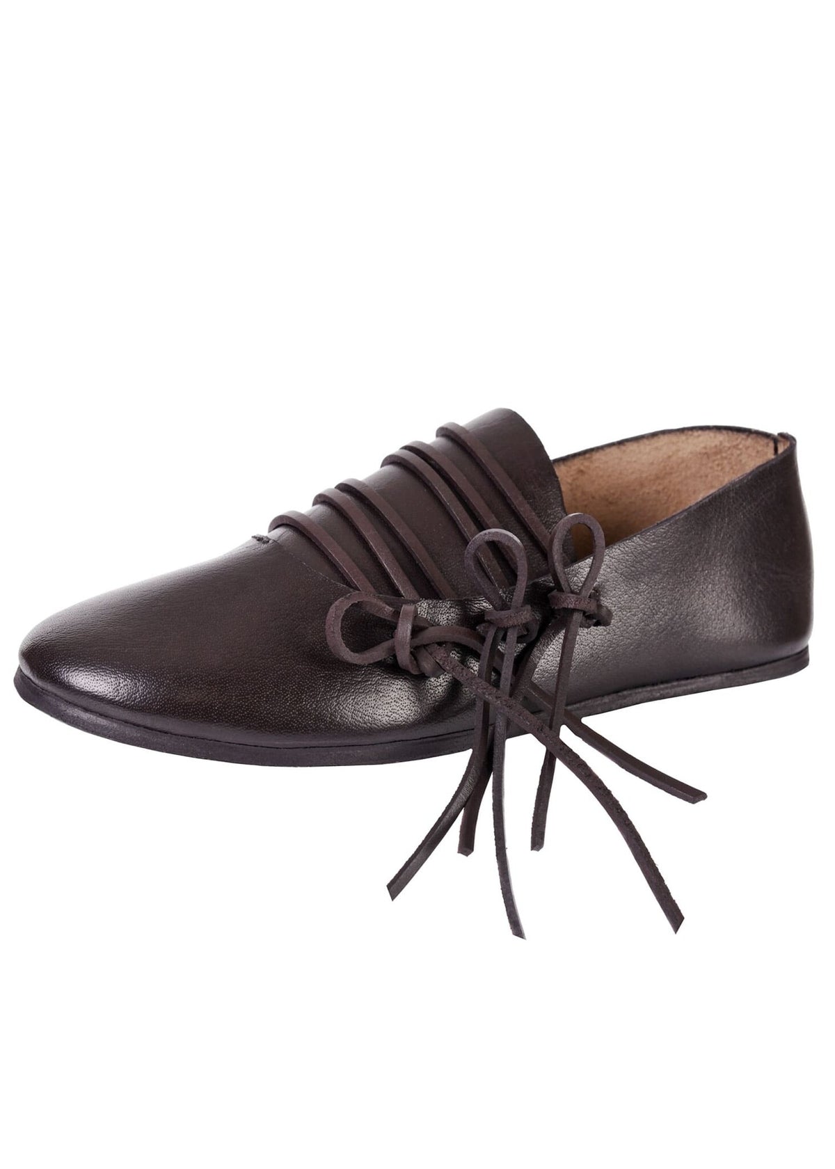 Średniowieczne buty sznurowane, brązowe