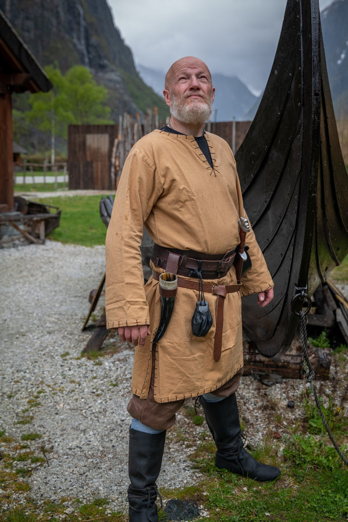 Tunika z autentycznym obszyciem, miodowobrązowa